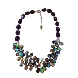 Vintage Purple & Abalone statement necklace